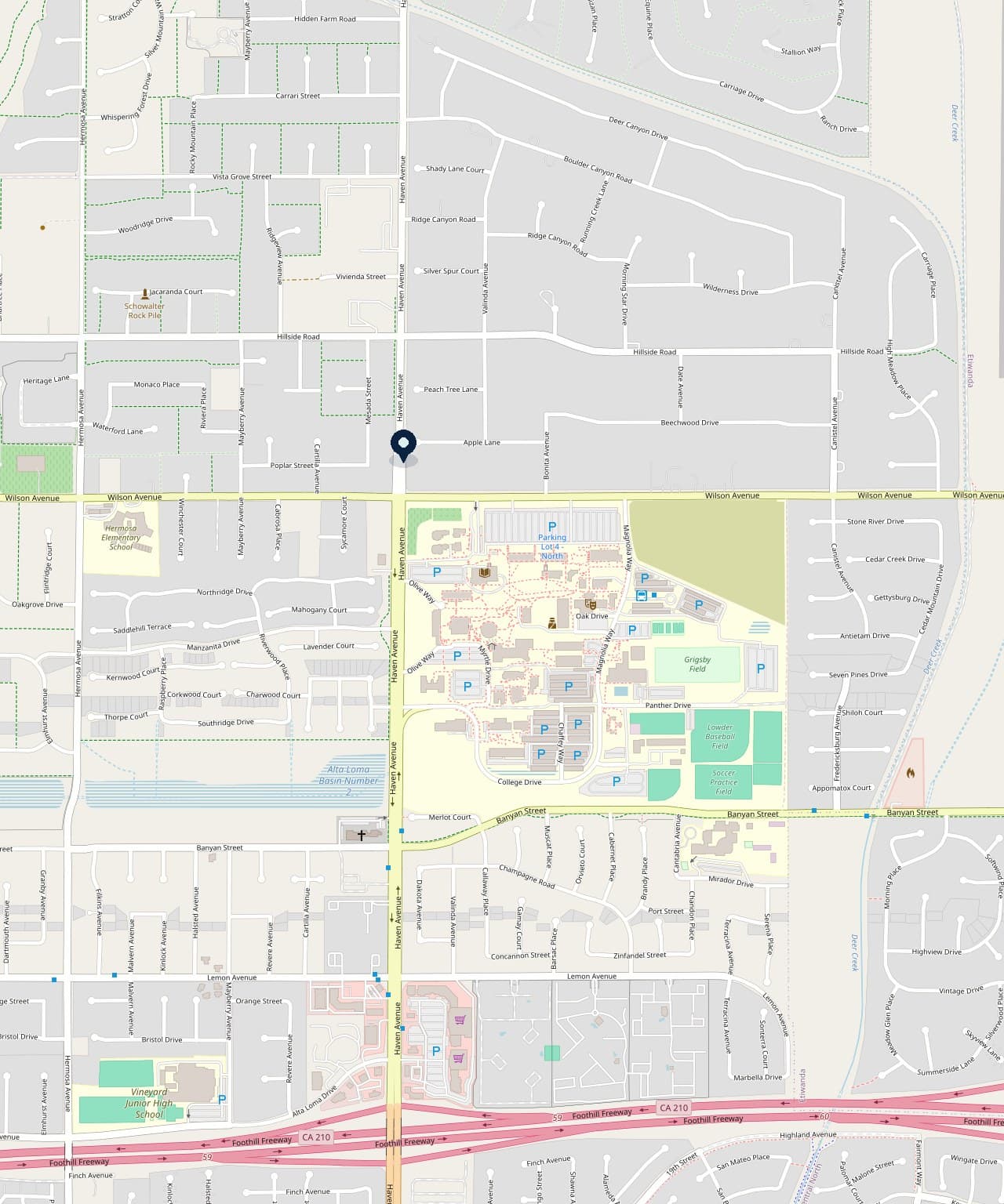 Map of Haven Family Dentistry at 6331 Haven Ave, Suite 17, Rancho Cucamonga, next to Vons in Haven Village.